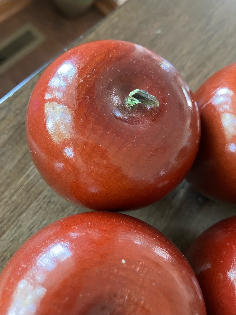 Set of 13 Decorative Red Wooden Apples - Picture 7 of 13